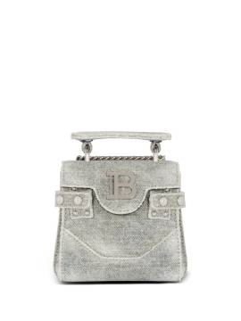 Balmain Mini B-Buzz 12 Handtasche aus Denim - Grau von Balmain