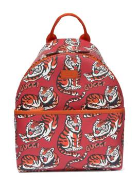 Gucci Kids Canvas-Rucksack mit Tiger-Print - Rot von Gucci