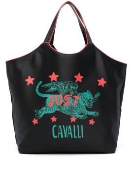 Just Cavalli Handtasche mit Logo-Print - Schwarz von Just Cavalli