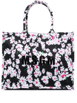 MSGM Shopper mit Blumen-Print - Schwarz von MSGM