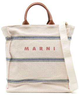 Marni logo-print canvas tote bag - Nude von Marni