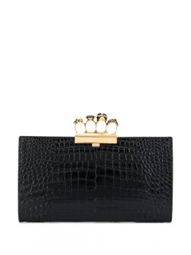 Alexander McQueen 'Four Ring' Clutch mit Prägung - Schwarz von Alexander McQueen