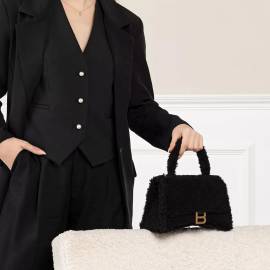 Balenciaga Crossbody Bags - Furry Hourglass Small Handbag With Strap - Gr. unisize - in Schwarz - für Damen von Balenciaga