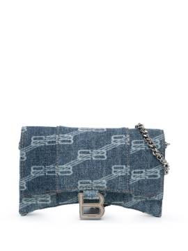 Balenciaga Pre-Owned 2010 Denim BB Monogram Hourglass Portemonnaie mit Kettenriemen - Blau von Balenciaga