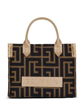 Balmain Kleine B-Army Tote Bag mit Labyrinth-Jacquard - Schwarz von Balmain