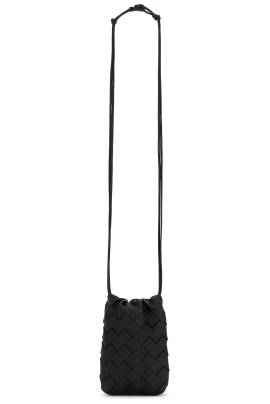 Bottega Veneta Intrecciato 20 Taurillon Vertical Dustbag in Schwarz & Silber - Black. Size all. von Bottega Veneta