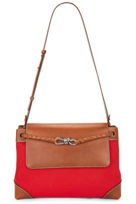 Bottega Veneta MESSENGER-BAG CANVAS MIX in Scarlet Red & Brown - Red. Size all. von Bottega Veneta