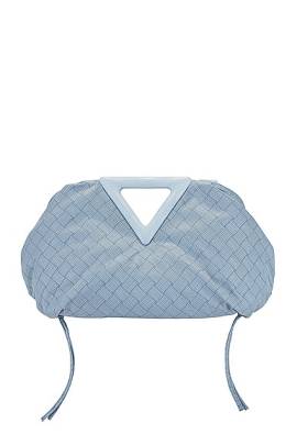 Bottega Veneta Nylon Triangle Handle Pouch in Bubble & Silver - Baby Blue. Size all. von Bottega Veneta