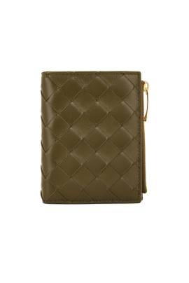 Bottega Veneta PORTEMONNAIE SMALL INTRECCIATO CARD in Olive Oil & Gold - Brown. Size all. von Bottega Veneta