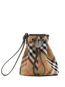 Burberry Check Mini-Tasche mit Kordelzug - Nude von Burberry