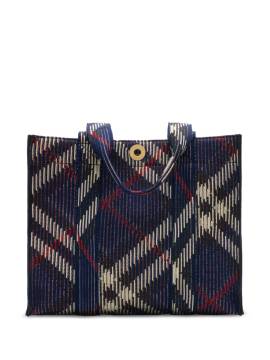 Burberry Kleine Tote Bag mit Check - Blau von Burberry