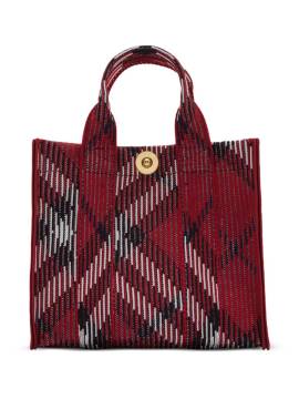 Burberry Gestrickte Tote Bag mit Mini Check - Rot von Burberry