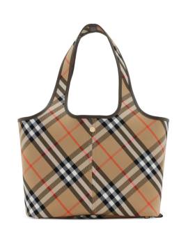 Burberry Kleine Tote Bag mit Check - Nude von Burberry