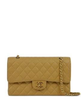 CHANEL Pre-Owned 2002 mittelgroße Schultertasche mit Double Flap - Nude von CHANEL Pre-Owned