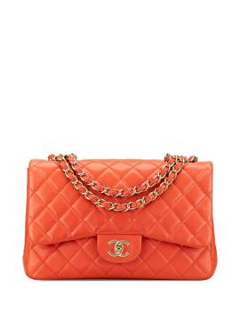 CHANEL Pre-Owned 2009-2010 jumbo Classic Single Flap Schultertasche - Orange von CHANEL Pre-Owned