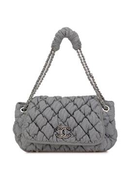 CHANEL Pre-Owned 2009-2010 gesteppte Bubble Accordion Chain Flap Schultertasche aus Nylon - Grau von CHANEL Pre-Owned