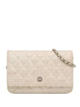 CHANEL Pre-Owned 2012-2013 beschichtetes Tweed-Portemonnaie mit Kettenriemen - Braun von CHANEL Pre-Owned