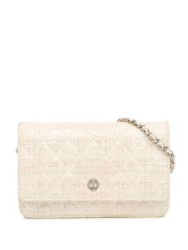 CHANEL Pre-Owned 2012-2013 beschichtetes Tweed-Portemonnaie mit Kettenriemen - Weiß von CHANEL Pre-Owned