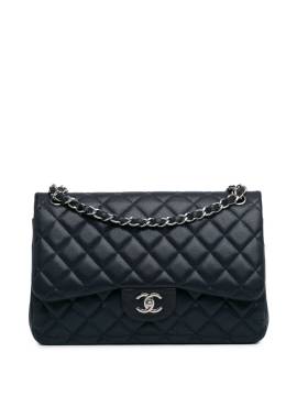 CHANEL Pre-Owned 2013-2014 jumbo Classic Caviar Double Flap Schultertasche - Blau von CHANEL Pre-Owned