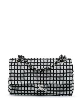 CHANEL Pre-Owned 2014 mittelgroße Classic Ribbon Tweed Double Flap Schultertasche - Weiß von CHANEL Pre-Owned