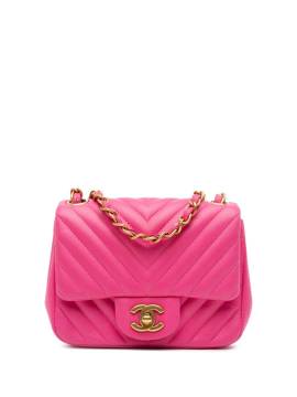 CHANEL Pre-Owned 2015-2016 mini Square Classic Chevron Flap Umhängetasche aus Lammleder - Rosa von CHANEL Pre-Owned