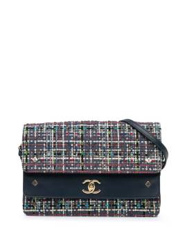 CHANEL Pre-Owned 2016-2017 CC Multicolour Tweed Umhängetasche mit Double Flap - Blau von CHANEL Pre-Owned