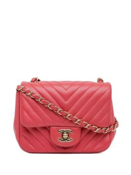 CHANEL Pre-Owned 2017-2018 mini Square Classic Chevron Flap Umhängetasche - Rot von CHANEL Pre-Owned