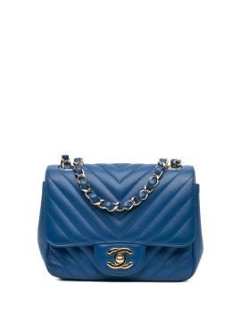 CHANEL Pre-Owned 2018-2019 mini Square Classic Chevron Single Flap Umhängetasche - Blau von CHANEL Pre-Owned