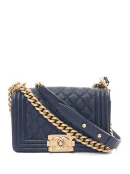 CHANEL Pre-Owned 2018-2019 kleine Boy Chanel Schultertasche - Blau von CHANEL Pre-Owned