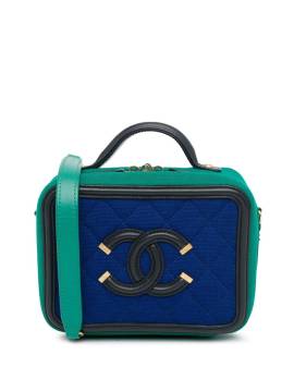 CHANEL Pre-Owned 2019 kleine Jersey CC Filigree Vanity Case Satchel-Tasche - Blau von CHANEL Pre-Owned