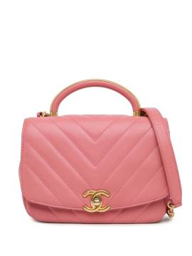 CHANEL Pre-Owned 2019 kleine Chevron Reversed Round Flap Satchel-Tasche - Rosa von CHANEL Pre-Owned