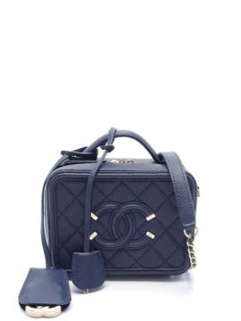 CHANEL Pre-Owned 2019 mini Filigree Kosmetiktasche - Blau von CHANEL Pre-Owned