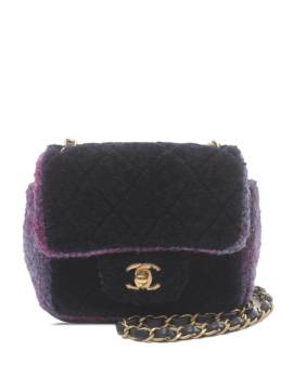 CHANEL Pre-Owned 2020 mini eckige Single Flap Umhängetasche aus gesteppten Shearling - Violett von CHANEL Pre-Owned