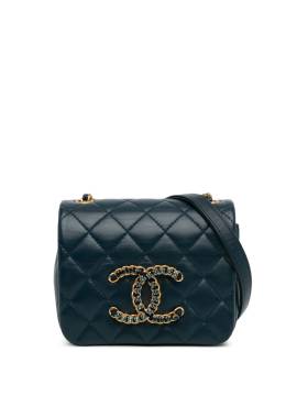 CHANEL Pre-Owned 2021-2023 mini Crystal Full Flap Umhängetasche mit CC - Blau von CHANEL Pre-Owned