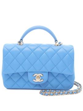 CHANEL Pre-Owned 2021-2023 eckige mini Single Flap Henkeltasche - Blau von CHANEL Pre-Owned