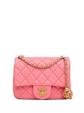 CHANEL Pre-Owned 2021-2023 mini Square Classic Pearl Crush Flap Umhängetasche - Rosa von CHANEL Pre-Owned