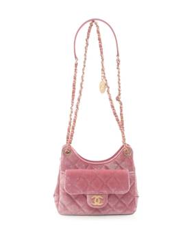 CHANEL Pre-Owned 2021-2023 kleine gesteppte Wavy CC Hobo Umhängetasche - Rosa von CHANEL Pre-Owned