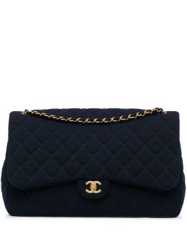 CHANEL Pre-Owned 2021-2023 XL Classic Jersey Single Flap Schultertasche - Blau von CHANEL Pre-Owned