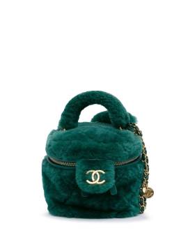 CHANEL Pre-Owned 2021-2023 kleine Kosmetiktasche aus gestepptem Shearling - Grün von CHANEL Pre-Owned