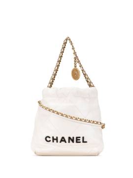 CHANEL Pre-Owned 2021-2023 mini Hobo Satchel-Tasche 22cm - Weiß von CHANEL Pre-Owned