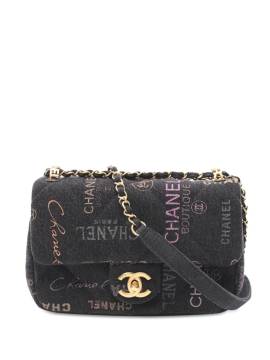 CHANEL Pre-Owned 2021-2024 eckige mini Mood Flap Umhängetasche aus Denim - Grau von CHANEL Pre-Owned