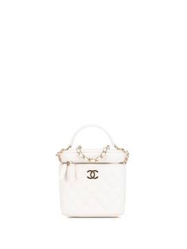 CHANEL Pre-Owned 2021 CC Quilted Caviar Top Handle Vanity Case with Chain satchel - Weiß von CHANEL Pre-Owned