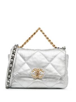 CHANEL Pre-Owned 2021 mittelgroße Metallic 19 Flap Satchel-Tasche - Silber von CHANEL Pre-Owned