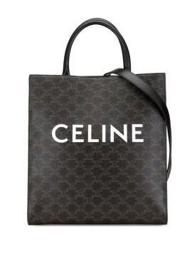 Céline Pre-Owned 2023 mittelgroße Triomphe Vertical Cabas Satchel-Tasche aus beschichtetem Canvas - Schwarz von Céline Pre-Owned