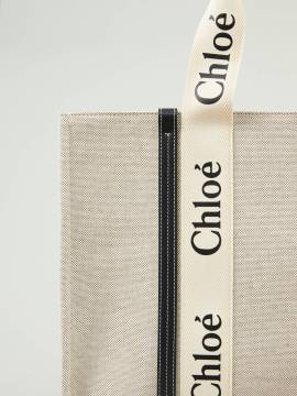 Chloé - Shopper 'Large Woody Tote Bag' White/Blue von Chloé