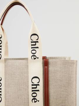 Chloé - Shopper 'Large Woody Tote Bag' White/Brown von Chloé