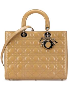 Christian Dior Pre-Owned 2012 große Cannage Lady Dior Satchel-Tasche aus Lackleder - Braun von Christian Dior