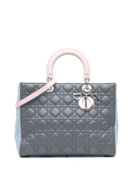 Christian Dior Pre-Owned 2013 große Cannage Lady Dior Satchel-Tasche aus Lammleder - Grau von Christian Dior