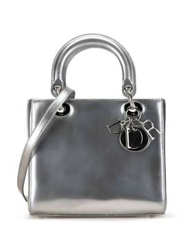 Christian Dior Pre-Owned 2014 mittelgroße Lady Dior Satchel-Tasche aus Metallic-Lackleder - Silber von Christian Dior