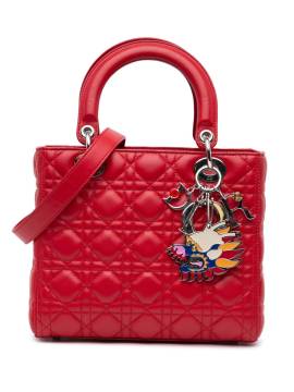 Christian Dior Pre-Owned 2016 Limited Edition mittelgroße Lady Dior Satchel-Tasche aus Lammleder mit Swarovski-Drachenkopf - Rot von Christian Dior